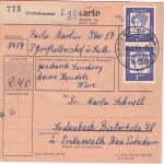 BRD - Großalbershof 1963 Paketkarte n. Pritzwalk (DDR)