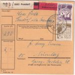 BRD - 2 DM + 40 Pfg. gr. Bauwerke Schnellpaketkarte Pondorf - Nürnberg 1967