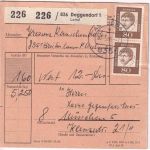 BRD - 2x80 Pfg. Bed. Deutsche Paketkarte Aschenau (Deggendorf) - München 1965