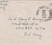 All.Bes. - APO 403 (Raum Erlangen) Feldpostbrief an APO 230/US-Army Zensur