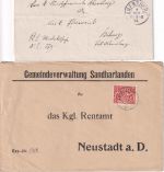Bayern/DR - Abensberg 6 Belege (Zustellurkunde, Landpost etc.) ex 1890/1935