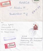 BRD - Neutraubling 2 Einschreibebriefe (alte/neue PLZ) 1964/1996 Hinweisstpl. !