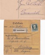 Bayern/DR/BRD - Schrobenhausen 4 Belege (Paketkarte etc.) 1912/1983