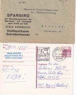 Bayern/DR/BRD - Schrobenhausen 4 Belege (Paketkarte etc.) 1912/1983