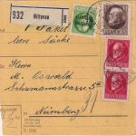 Bayern - 1 M. Ludwig u.a. Paketkarte Nittenau - Nürnberg 1920