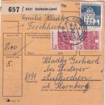 BRD - Kelheim-Land (Forchheim) Paketkarte n. Aufkirchen 1967