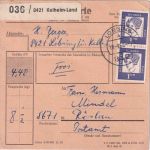 BRD - Kelheim-Land (Lobsing) Paketkarte n. Röslau 1964