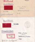 DR/DDR - Cottbus 5 Einschreibebriefe + 1 Ansichtskarte ex 1909/1993