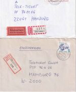 DR/DDR - Cottbus 5 Einschreibebriefe + 1 Ansichtskarte ex 1909/1993
