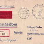 DDR - Burg Borkowy 1987 SST Spinnrad Eil-Einschreibebrief n. Frankenberg