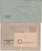 SBZ - Rudolstadt 6+12 Pfg. aptierte Absenderfreistempel Drucksache/Brief 1945/47