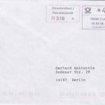 BRD - Cottbus 16.2.96 ABAS-Einschreibebrief n. Berlin + Aufg.schein/Quittung