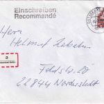 BRD - Ostseebad Sellin Selbstklebe-R-Zettel Einschreibebrief n. Norderstedt 1998