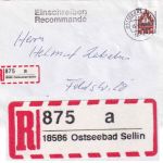 BRD - Ostseebad Sellin Selbstklebe-R-Zettel Einschreibebrief n. Norderstedt 1998
