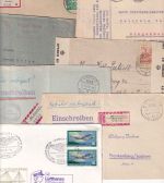 DR/All.Bes./DDR/BRD - 7 Belege (Einschreiben, Erstflug, Zensur etc) ex 1921/1991