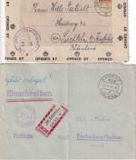 DR/All.Bes./DDR/BRD - 7 Belege (Einschreiben, Erstflug, Zensur etc) ex 1921/1991