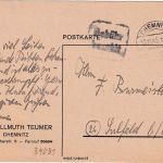 SBZ - Chemnitz 19.11.45 Gebühr bezahlt Ra2 Karte n. Sulfeld - Absender !!