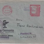 All.Bes. - Frankfurt (Main) 16 25.11.45 apt. Postalia-Freistempel 12 Pfg. Brief