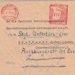 All.Bes. - Frankfurt (Main) Nordost 14 3.11.45 apt. 12 Pfg. Postalia-Freistempel