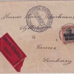 LP Belgien - 40 C./30 Pfg. Germania Eilbrief Löwen - Limburg 17.11.16 Zensur