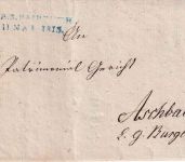 Bayern - R3 Bayreuth 11. MAI 1813 blauer L2 Dienstbrief (Inhalt !!) n. Aschbach