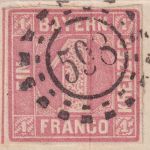 Bayern - 1 Kr. Quadrat rosa voll-/breitrandig Faltdrucksache oMR 598 Würzburg