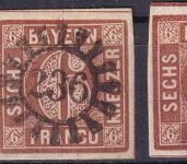 Bayern - 6 Kr. Quadrat braun 2xgMR 236 1xoMR 349 Neustadt a/H - 3 Stück