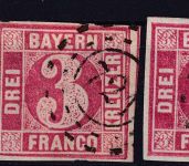 Bayern - 6 + 2x3 Kr. Quadrat blau/rot alle voll-/breitrandig oMR 721 Mussbach