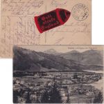 Bayern - Rottach-Egern 1917 Feldpostkarte Propaganda-Aufkleber "Gott strafe..."