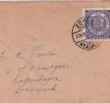 Nyassaland - 6 P. Centarausstellung Brief n. DÄNEMARK Zomba - Kopenhagen 1953