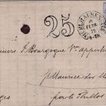 DR - 2 Gr. kl. Schild+25 C. franz. Taxstempel Brief Hufeisen Mühlhausen 24.2.72