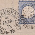 DR - 2 Gr. kl. Schild+25 C. franz. Taxstempel Brief Hufeisen Mühlhausen 24.2.72