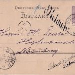 DR - 5 Pfg. Ganzsache Solingen - Nürnberg 1887 Retourstempel + "O.B.I" (!!)