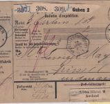 DR - 2x50+4x20 Pfg. K/A Paketkarte (3 Pakete) n. BELGIEN Guben - Brüssel 1891