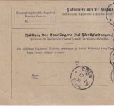 DR - 2x50+4x20 Pfg. K/A Paketkarte (3 Pakete) n. BELGIEN Guben - Brüssel 1891
