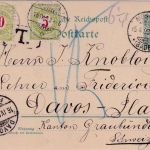 DR - 5 Pfg. K/A Ganzsache Karte i.d. SCHWEIZ Mosbach 1893 Nachporto