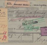 DR - 2x50 Pfg. Germania o.Wz. Nachnahme-Paketkarte i.d. SCHWEIZ Ulbersdorf 1905