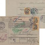 DR - 3x25+5 Pfg. Germania o.Wz. Paketkarte i.d. SCHWEIZ Corbach - Biel 1905