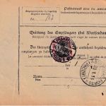 DR - 1 M. Reichspostamt u.a. Paketkarte n. ITALIEN (Sizilien) Frankfurt a/M 1914