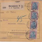 DR - 4x2M. Germania Paketkarte Bremen 5/Selbstbucher - Nürnberg 15.11.21