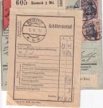 DR - 50+30+5 Pfg. Germania Nachnahme-Paketkarte n. ÖSTERREICH Eisenach 1910