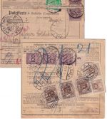 DR - 5x100 Pfg. Korbdeckel u.a. Paketkarte n. POLEN Berlin C25 - Lemberg 1933