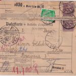 DR - 5x100 Pfg. Korbdeckel u.a. Paketkarte n. POLEN Berlin C25 - Lemberg 1933