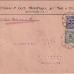 DR - 3x20+2x5 Pfg. Korbdeckel Wertbrief (50 RM) Frankfurt a/M - Hannover 12.1.24