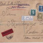 DR - 2x40 Pfg. Adler u.a. Wertbrief n. ENGLAND Neustadt (Orla) - London 1925