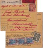 DR-Infla - 3x4 M. Germania u.a. Eilpaketkarte Griesheim (Main) 10.11.21