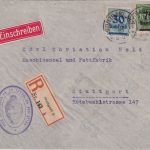 DR-Infla - 75 Tsd/1.000 M. ua. Ortseinschreibebrief Stuttgart 11.9.23 Absender !