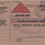DR-Infla - Eberbach 18.10.23 Nachnahmekarte/Zeitungssache n. Neunkrichen