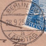 DR - Berlin SW Landtag 28.9.25 20 Pfg. 1000 J. Rheinland Brief n. Begrneustadt
