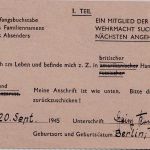 England/All.Bes. - POW Camp 185 (Springhill) Kriegsgefangenenkarte 20.9.45